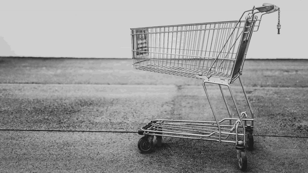 Image of a shopping cart to illustrate conversion.