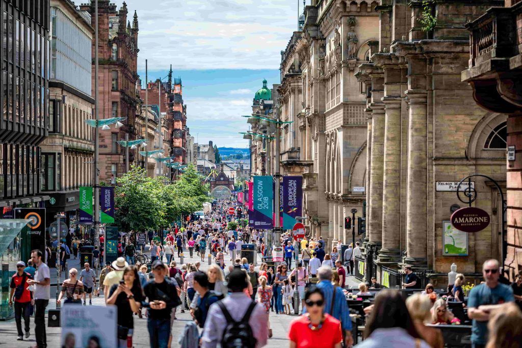 Photo of a high street in Glasgow to illustrate "consumer" metaverse sentiment.